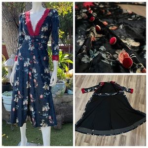 Feiinvan Floral Velvet Dress.